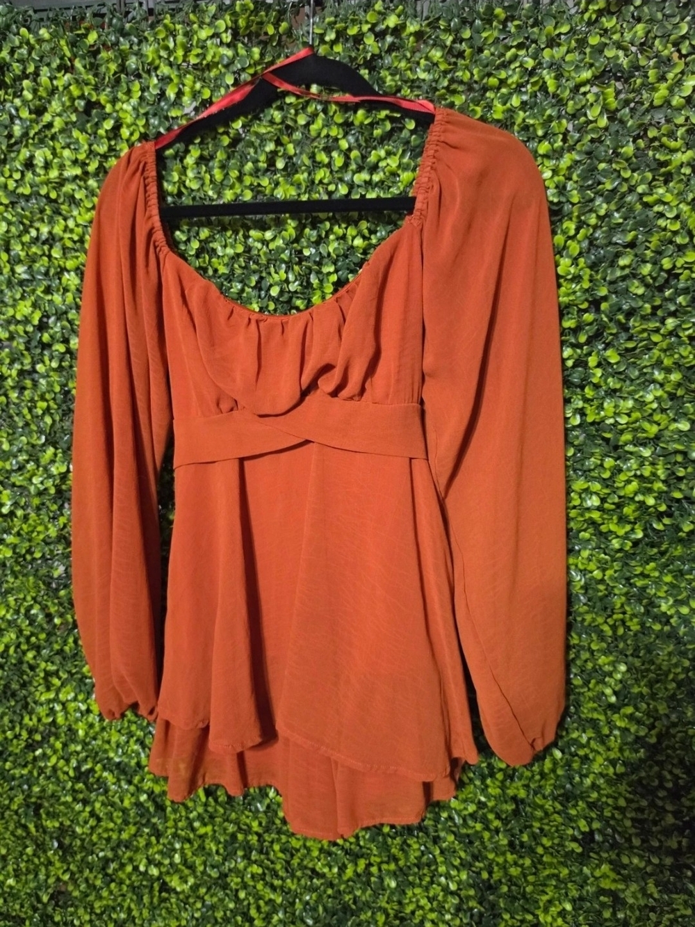 She + Sky Burnt Orange Ruffle Romper Small
